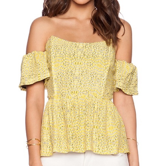 Line & Dot Yellow Shannon Corset Flutter Top XS - Picture 1 of 10